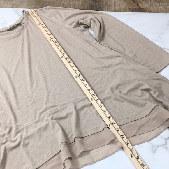 Logo Lounge Lori Goldstein Tan Tunic Shirt Womens XL Long Sleeve Tee Lagenlook - Picture 10 of 10